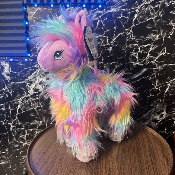 Build a Bear Workshop Fur Rainbow Llama 15" New With Tag - Picture 1 of 9
